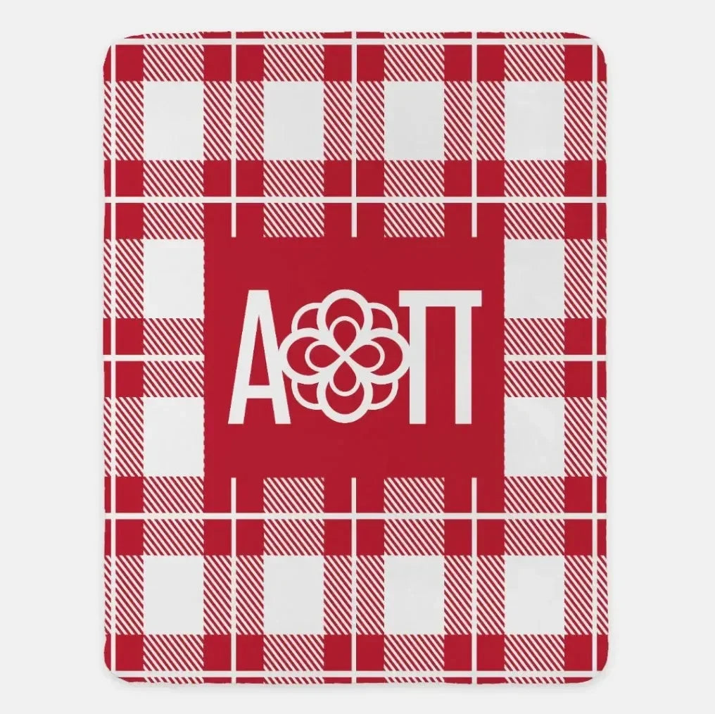 Alpha Omicron Pi XL 60x80 Plaid Sherpa Blanket