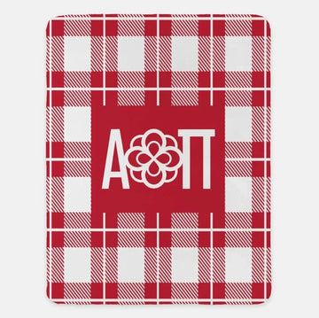 Alpha Omicron Pi XL 60x80 Plaid Sherpa Blanket
