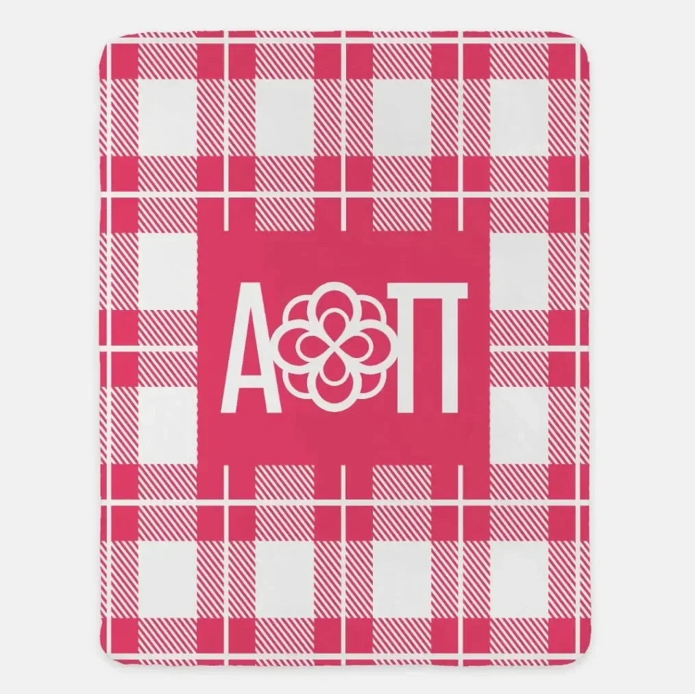 Alpha Omicron Pi XL 60x80 Plaid Sherpa Blanket