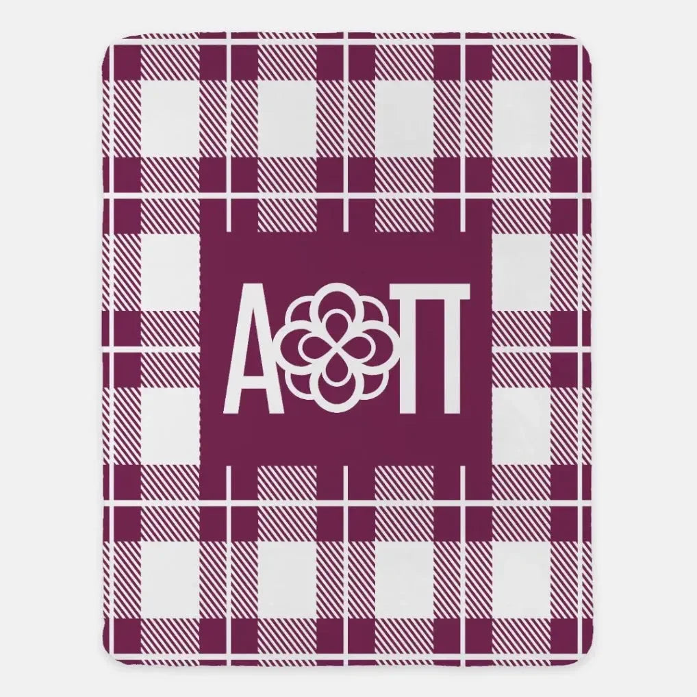 Alpha Omicron Pi XL 60x80 Plaid Sherpa Blanket
