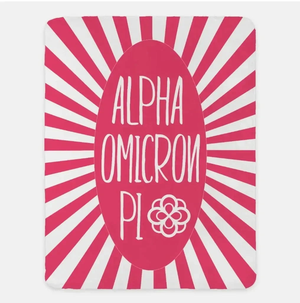 Alpha Omicron Pi XL 60x80 Sherpa Blanket - Starburst