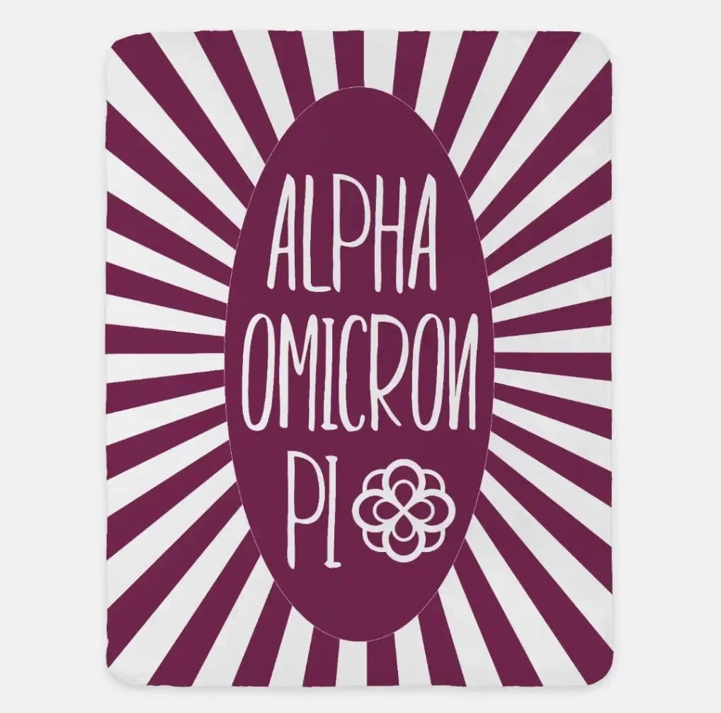 Alpha Omicron Pi XL 60x80 Sherpa Blanket - Starburst