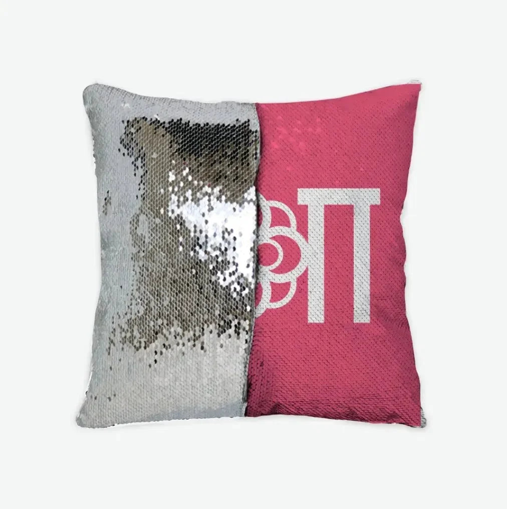 Alpha Omicron Pi Sequin Throw Pillow Cover