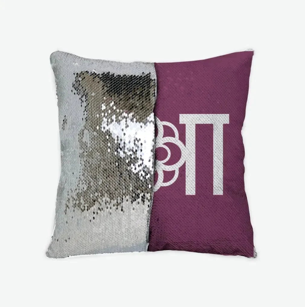 Alpha Omicron Pi Sequin Throw Pillow Cover