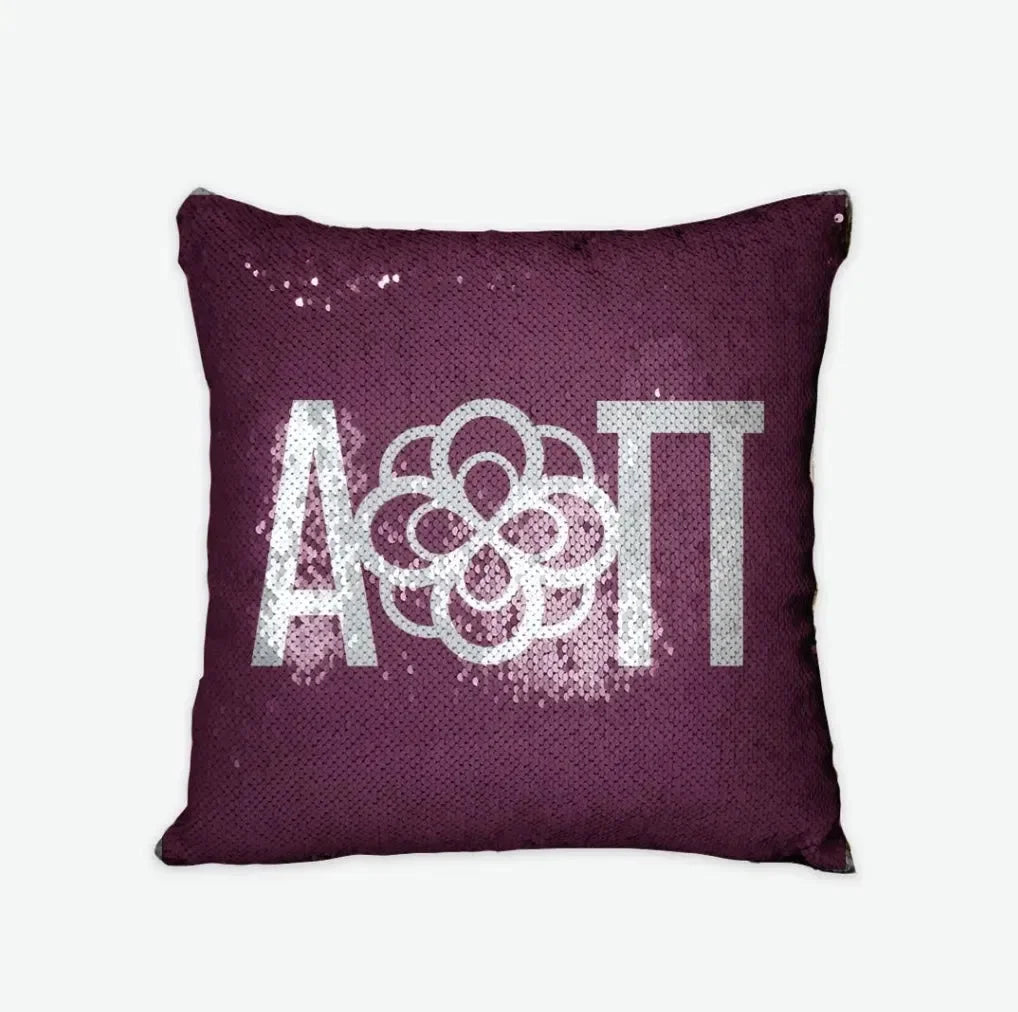 Alpha Omicron Pi Sequin Throw Pillow Cover