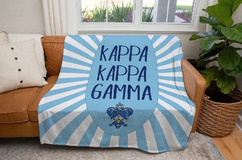 Kappa Kappa Gamma XL 60x80 Blanket Light Blue Starburst