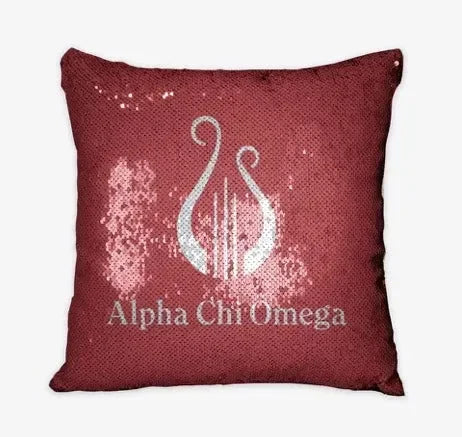 Alpha Chi Omega Sequin Throw Pillow Cover - Scarlet Lyre