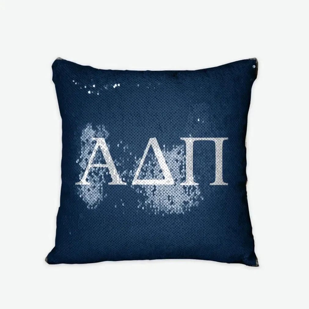 Alpha Delta Pi Sequin Pillow Cover - Greek Letters