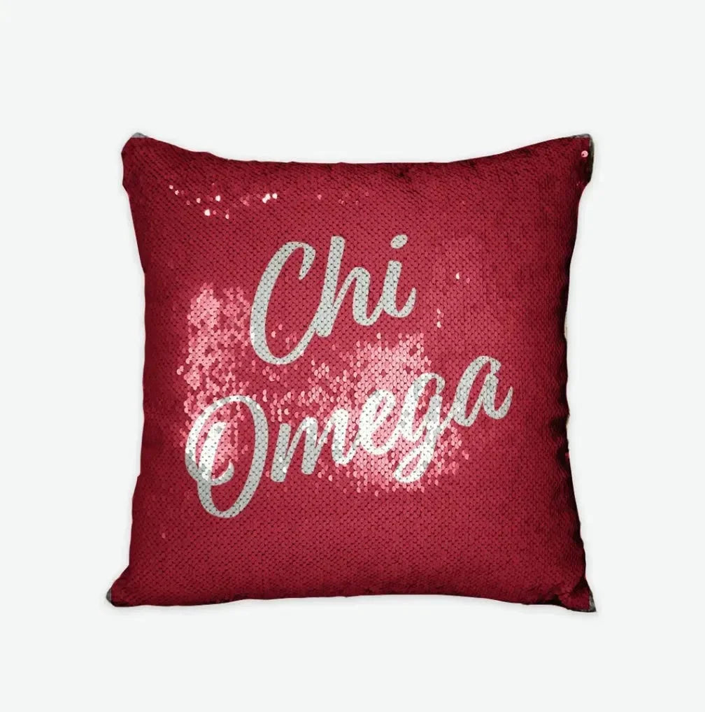 Chi Omega Sequin Pillow Cover