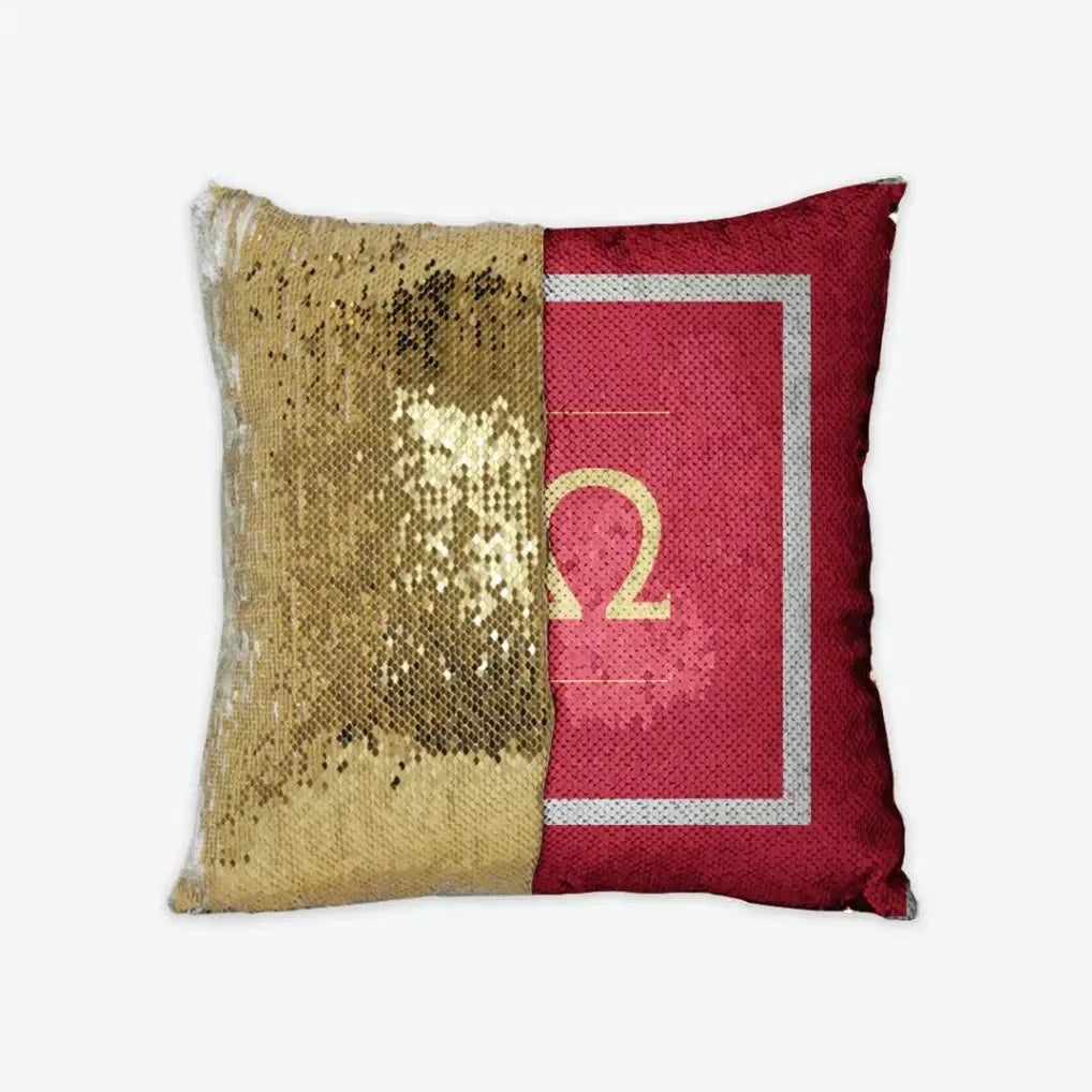 Chi Omega Sequin Pillow Cover - Greek Logo