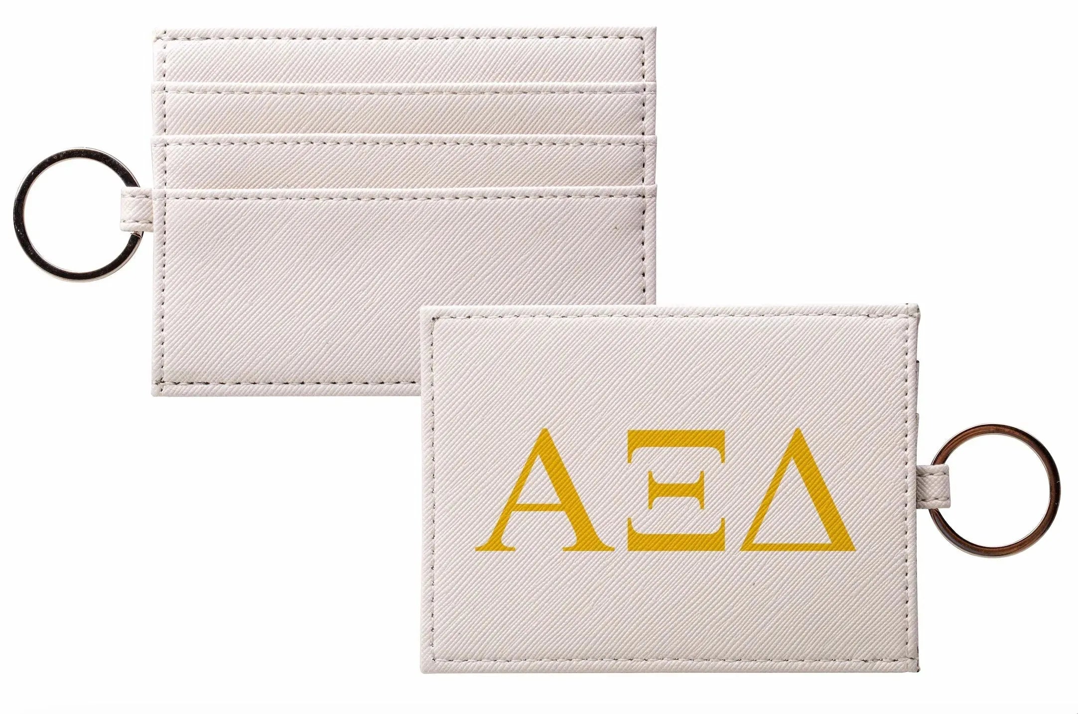 Alpha Xi Delta Vegan Saffiano Leather Card Holder - Greek Letters