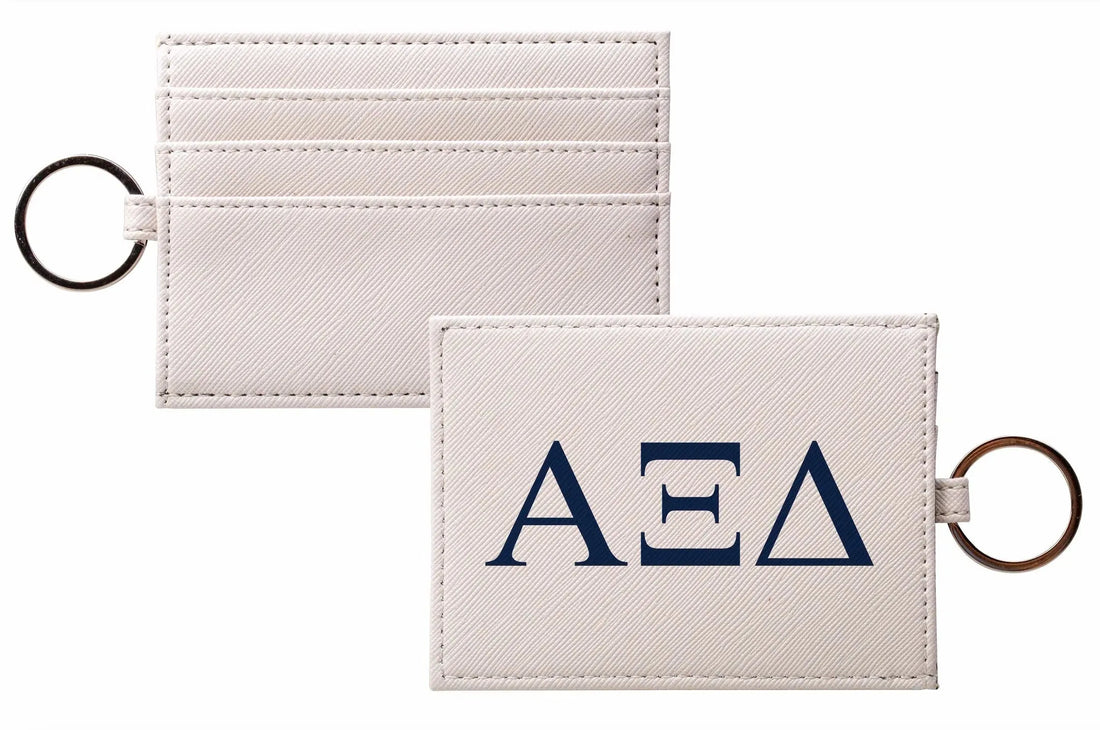 Alpha Xi Delta Vegan Saffiano Leather Card Holder - Greek Letters