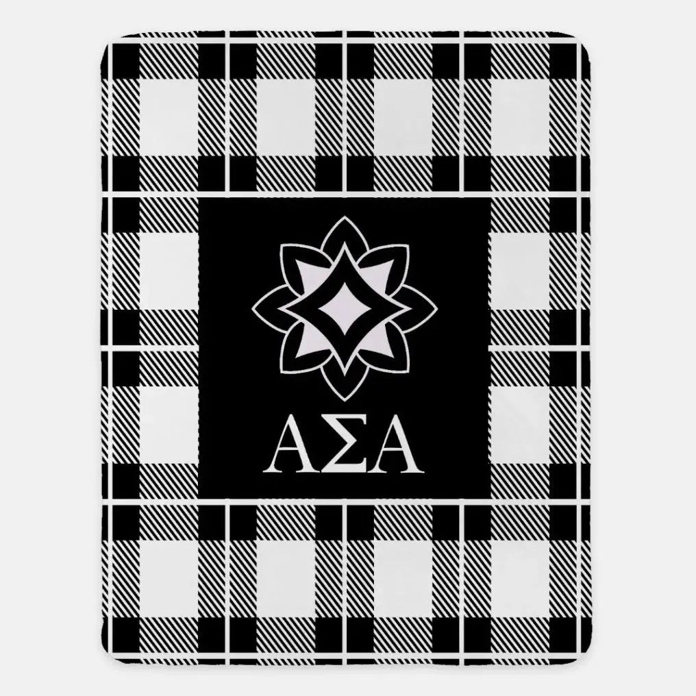 Alpha Sigma Alpha XL 60x80 Plaid Sherpa Throw Blanket