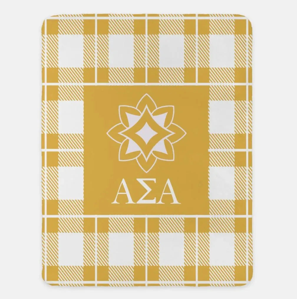 Alpha Sigma Alpha XL 60x80 Plaid Sherpa Throw Blanket
