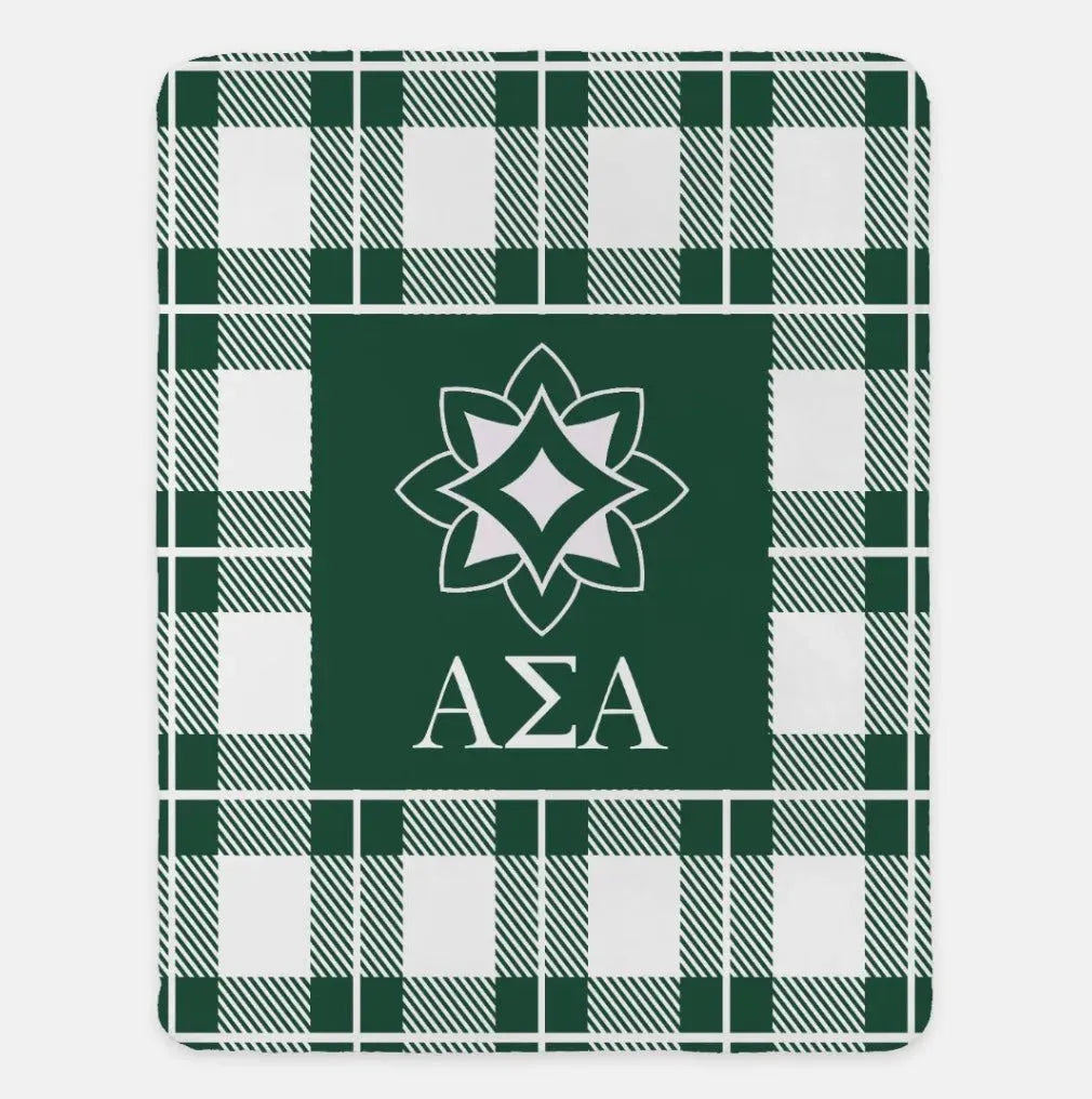 Alpha Sigma Alpha XL 60x80 Plaid Sherpa Throw Blanket