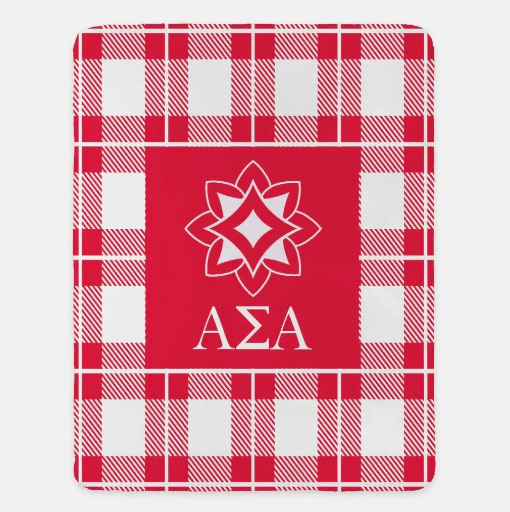 Alpha Sigma Alpha XL 60x80 Plaid Sherpa Throw Blanket