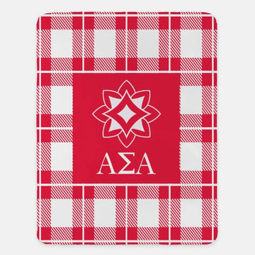 Alpha Sigma Alpha XL 60x80 Plaid Sherpa Throw Blanket