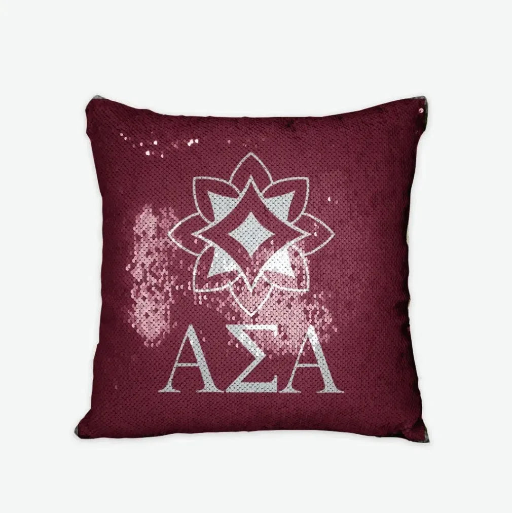 Alpha Sigma Alpha Sequin Pillow Cover - Logomark