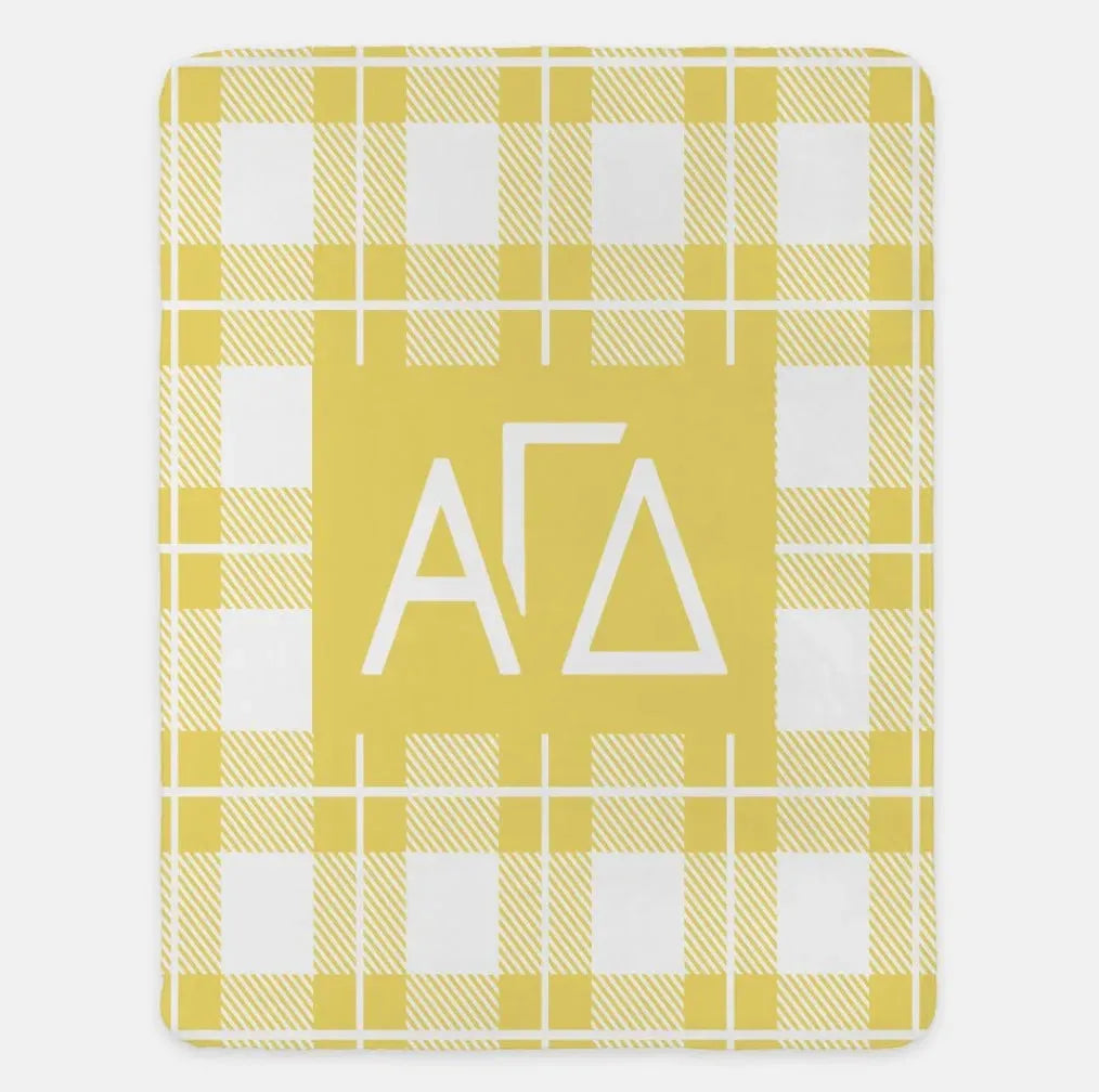 Alpha Gamma Delta XL 60x80 Plaid Sherpa Throw Blanket