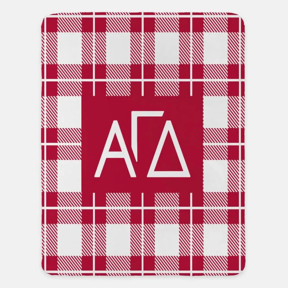 Alpha Gamma Delta XL 60x80 Plaid Sherpa Throw Blanket