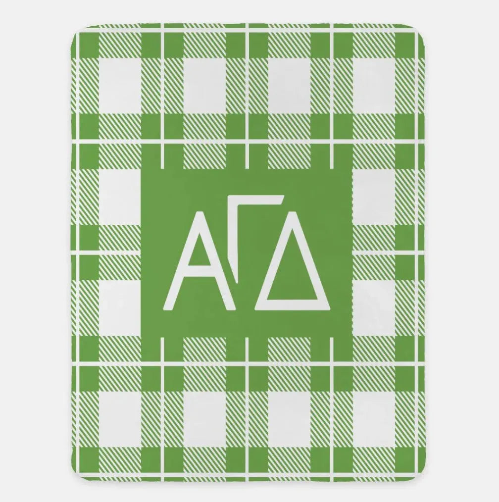 Alpha Gamma Delta XL 60x80 Plaid Sherpa Throw Blanket