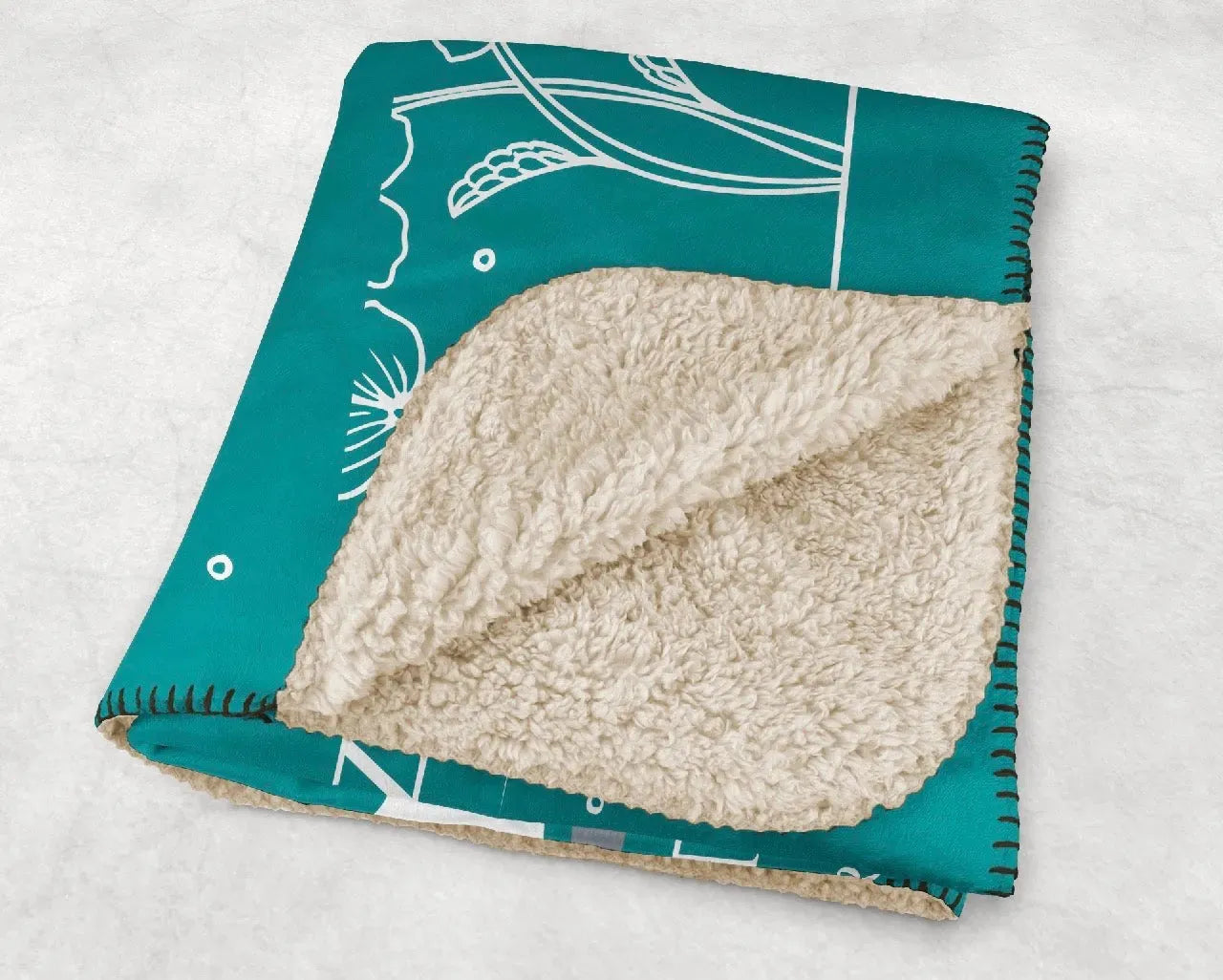 Zeta Tau Alpha XL 60x80 - Violet Frame Turquoise Sherpa Blanket