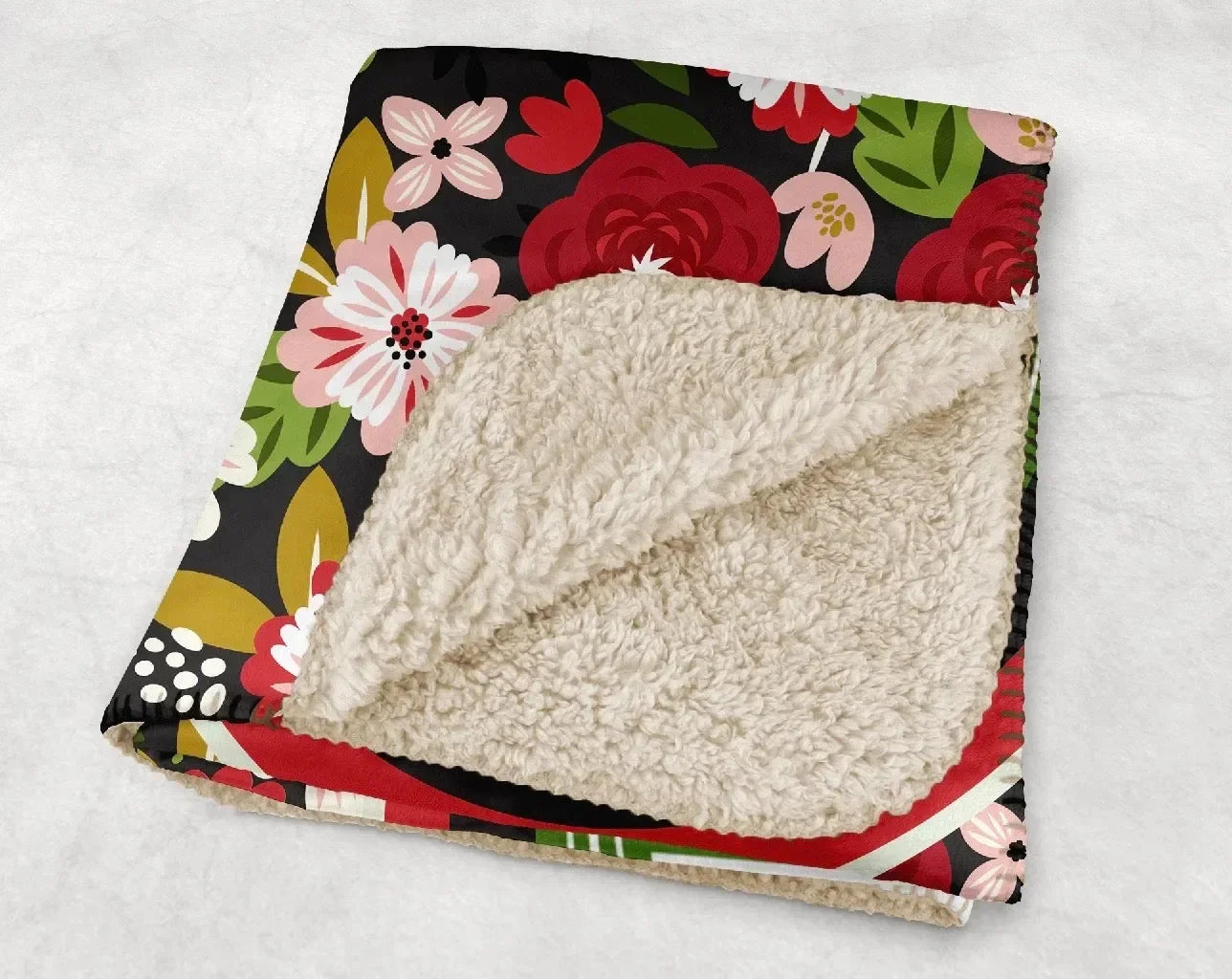 Alpha Chi Omega XL 60x80 Sherpa Blanket - Modern Floral Monogram