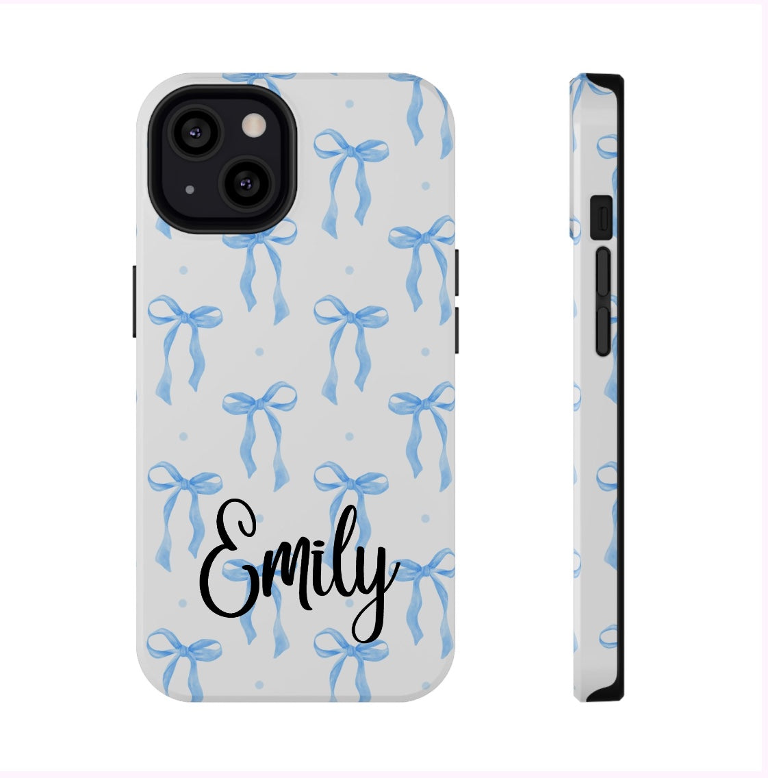 Customizable: Chic Blue Coquette Bow Impact-Resistant Phone Case
