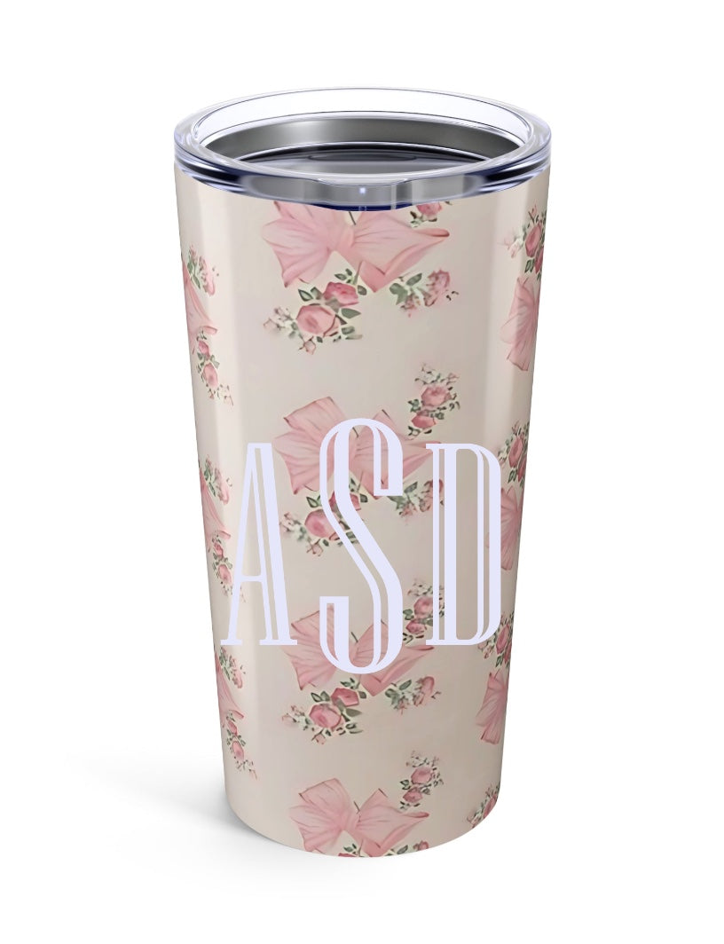 Romantic Floral Tumbler 20oz - Personalized Travel Mug, Gift for Her, Wedding Favor, Floral Tumbler, Bridesmaid Gift