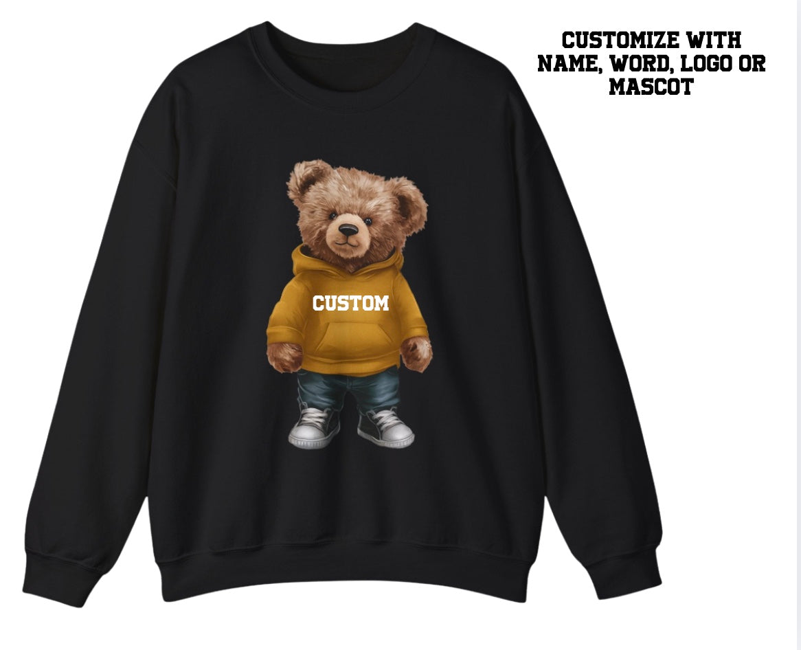 Customizable Bear with Gold Hoodie Crewneck
