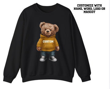 Customizable Bear with Gold Hoodie Crewneck