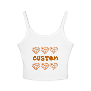 CUSTOMIZABLE: Orange Floral Heart Spaghetti Strap Tank Top
