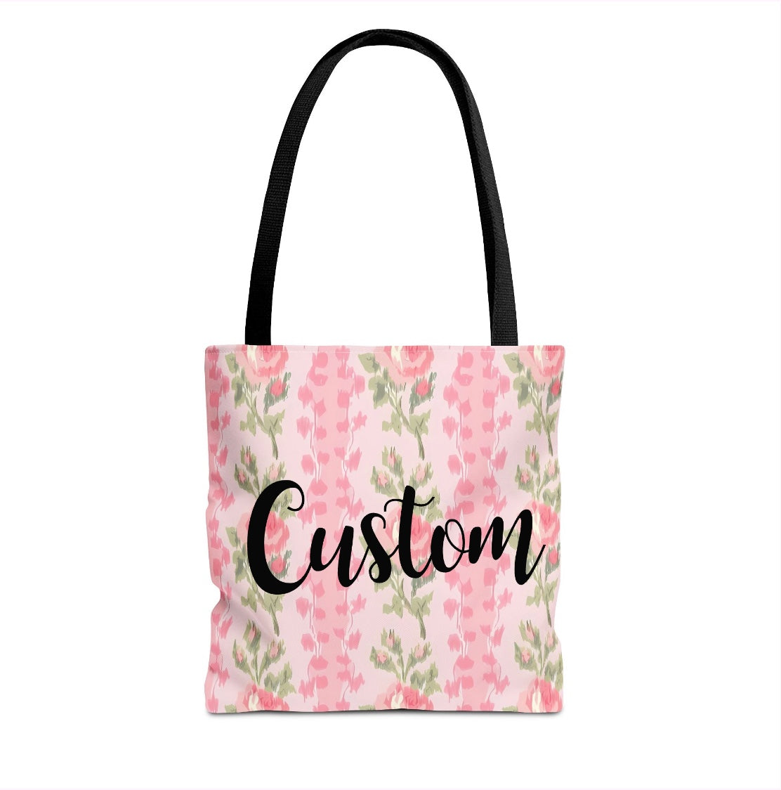 Customizable Elegant Pink Floral Tote
