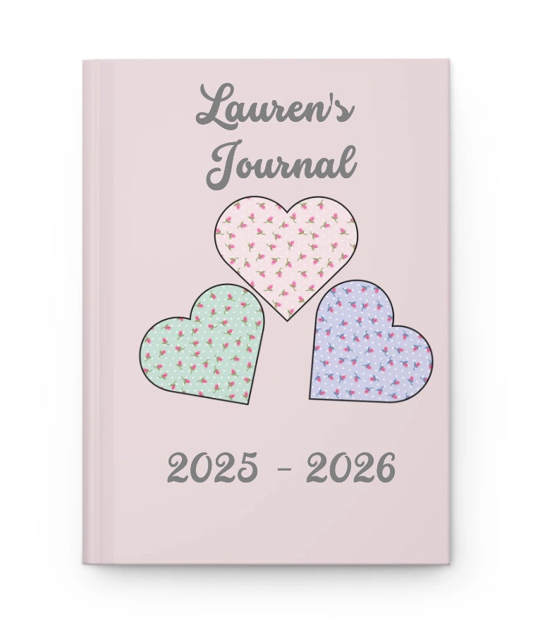 Customizable Charming Heart-Themed Hardcover Journal - Perfect for Stationery Lovers, Gift for Friends, Creative Writing, Journaling