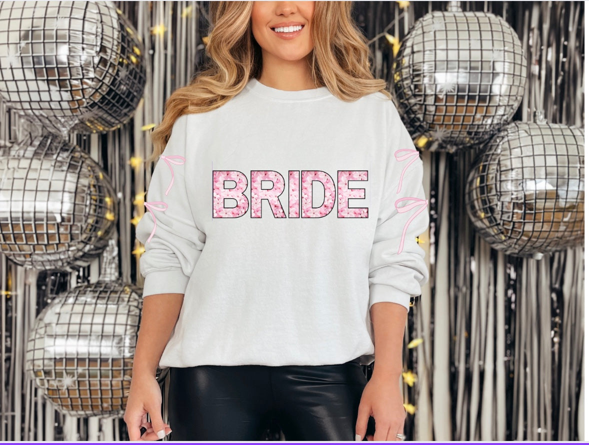 Floral Bride Sweatshirt - Customizable Wedding Date and Name