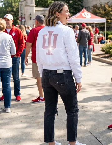 Indiana University Trident IU White Bomber Jacket