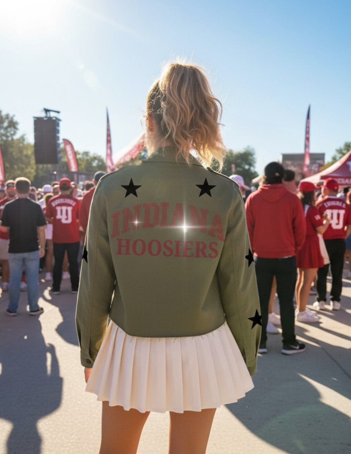 Indiana University Indiana Curve Hoosiers Army Green Shacket
