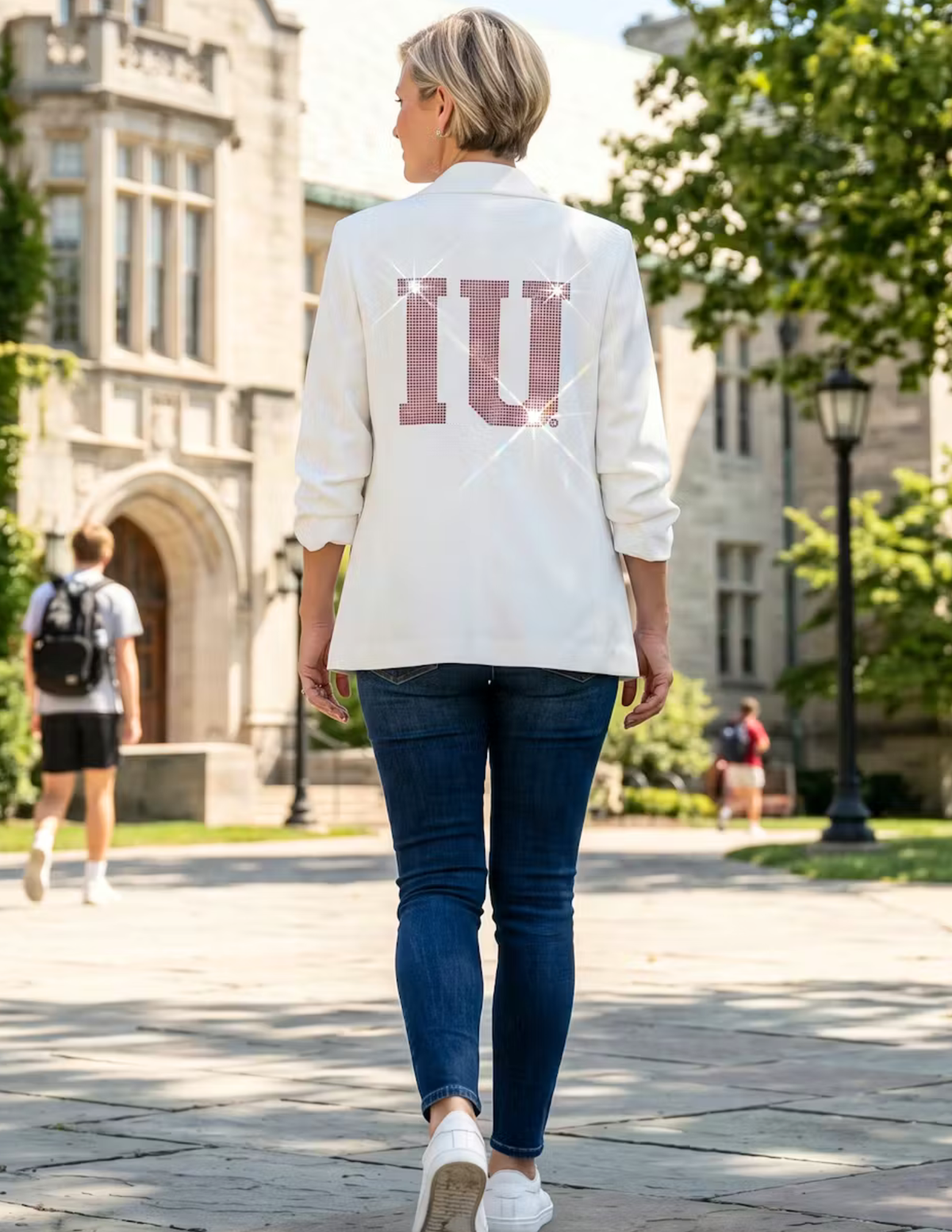 Indiana University IU Ruched White Blazer