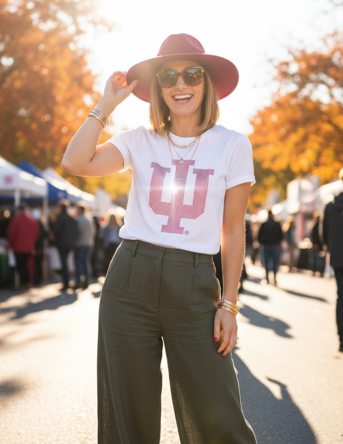 Indiana University Trident IU White Crewneck T-Shirt
