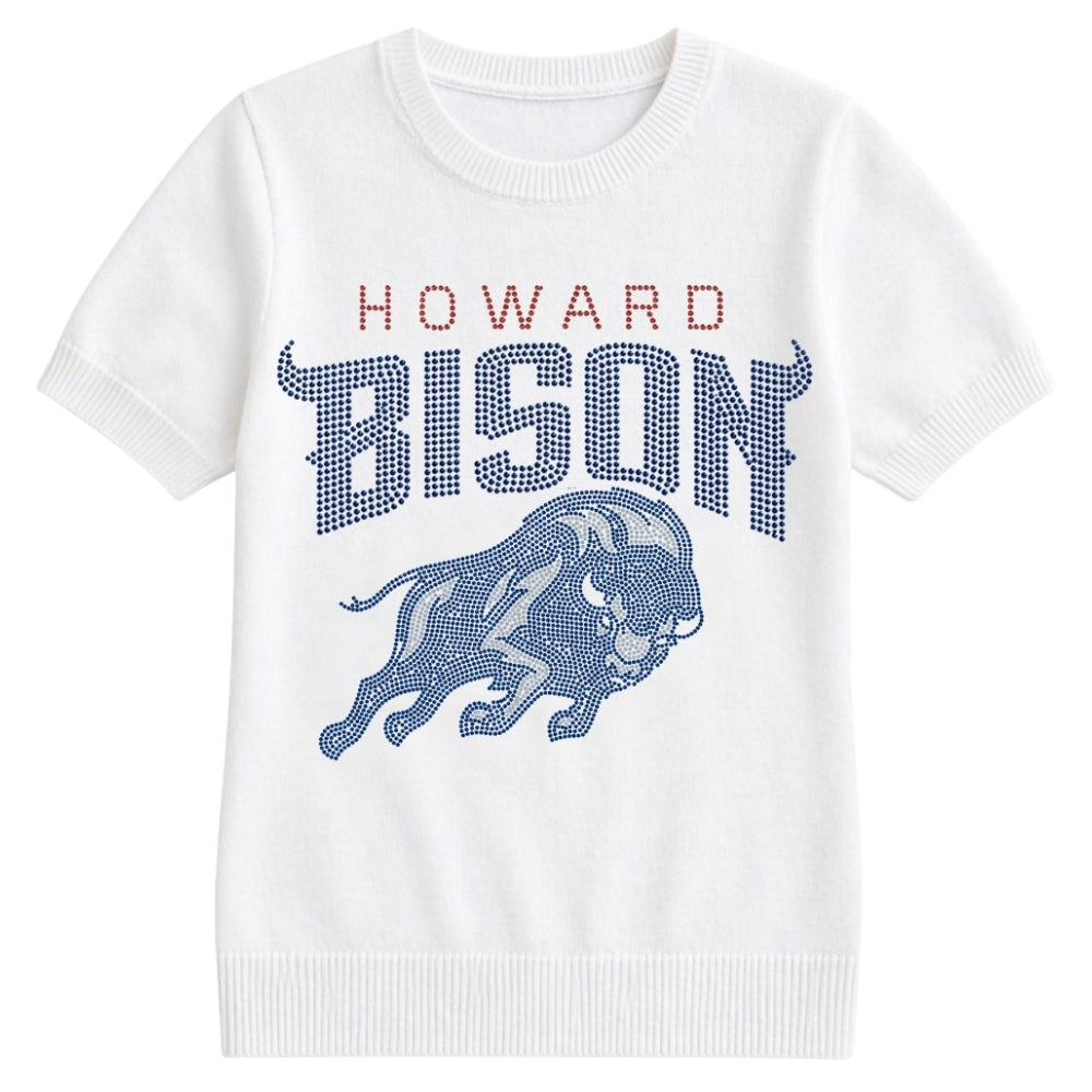 Howard University Bison Full Body Ivory Short Sleeve Sweater