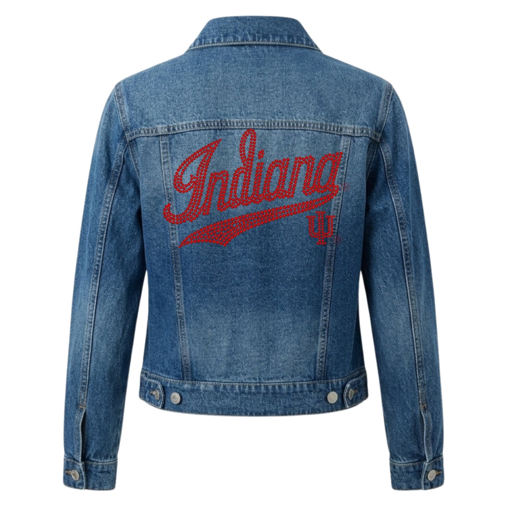 Indiana University Script Trident Blue Denim Jacket