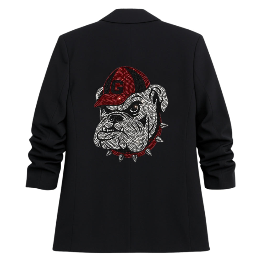 University of Georgia G Bulldog Black Blazer W/ Ruched Sleeve
