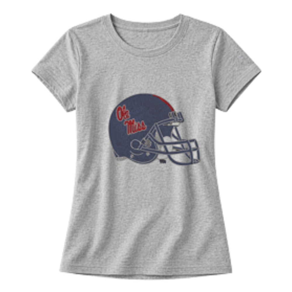 University of Mississippi Ole Miss Helmet Gray Crewneck T-Shirt