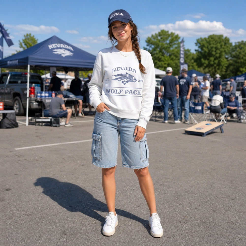 University of Nevada Est 1874 White Crewneck Sweatshirt
