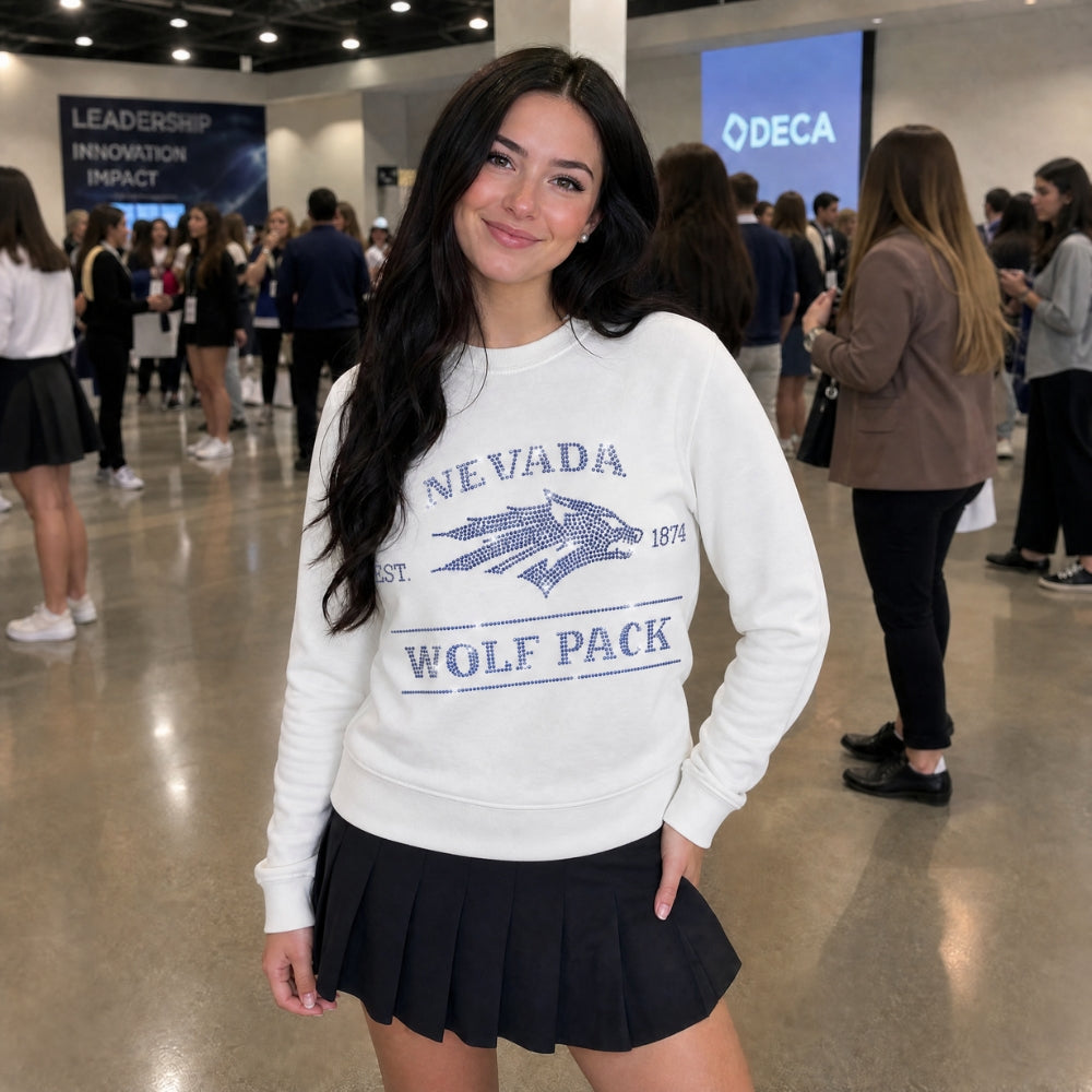 University of Nevada Est 1874 White Crewneck Sweatshirt