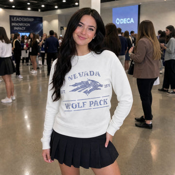 University of Nevada Est 1874 White Crewneck Sweatshirt