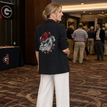 University of Georgia G Bulldog Black Blazer W/ Ruched Sleeve