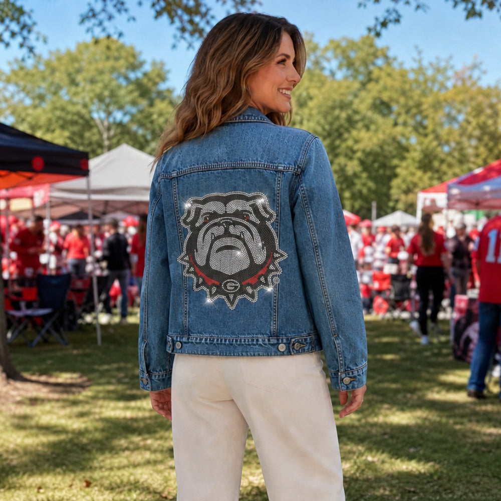 University of Georgia Bulldog Logo Blue Denim Jacket