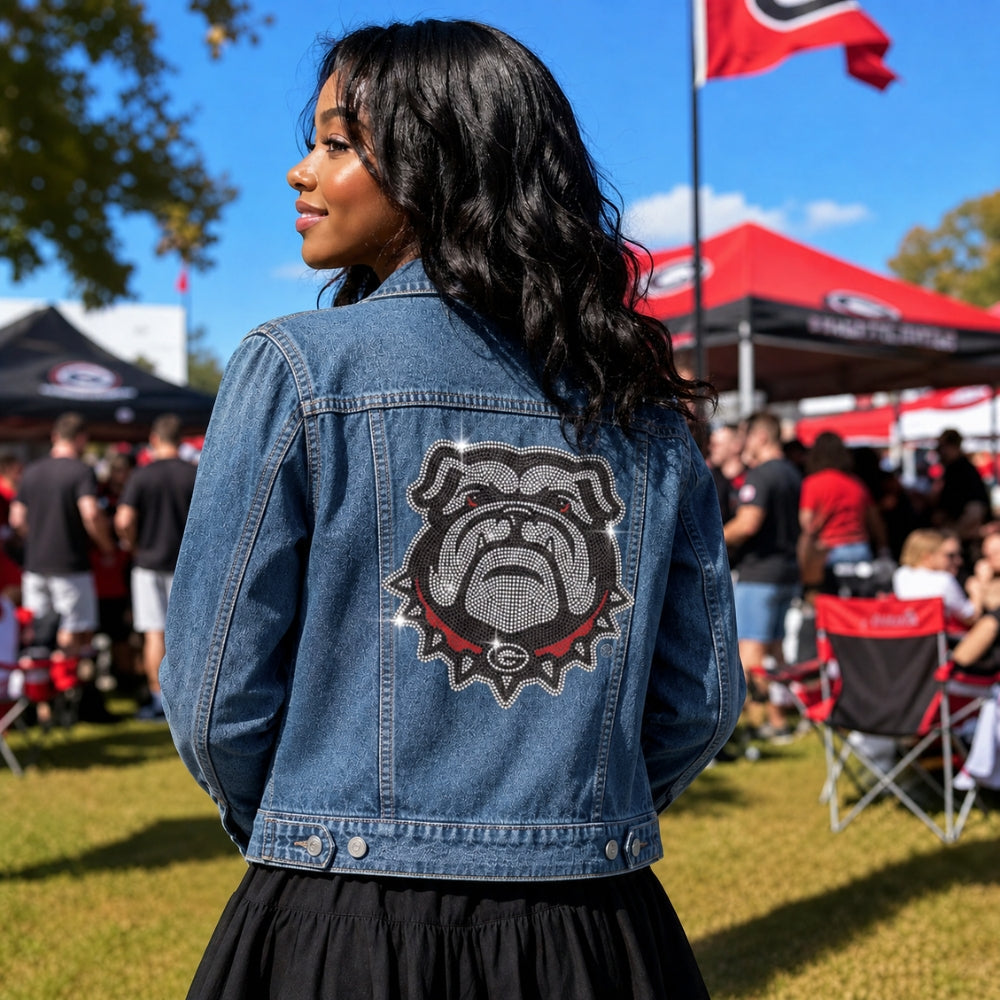 University of Georgia Bulldog Logo Blue Denim Jacket