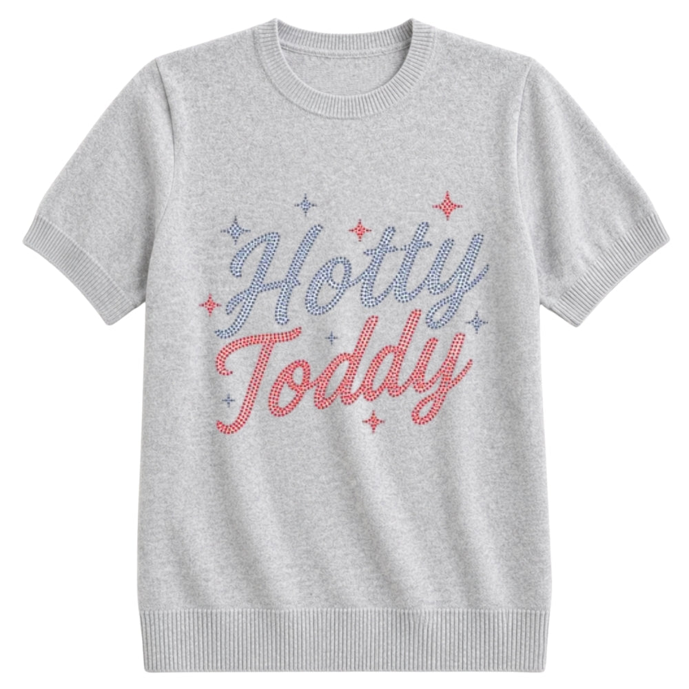 University of Mississippi Hotty Toddy Script Gray Short Sleeve Sweater